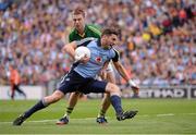 1 September 2013; Bernard Brogan, Dublin, is tackled by Marc Ó Se, Kerry. GAA Football All-Ireland Senior Championship, Semi-Final, Dublin v Kerry, Croke Park, Dublin. Picture credit: Ray McManus / SPORTSFILE