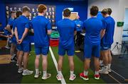 31 July 2023; Lead sub academy athletic peformance coach Dave Fagan speaks to the players during the Leinster rugby pre-academy training session at The Ken Wall Centre of Excellence in Energia Park, Dublin. Photo by Brendan Moran/Sportsfile