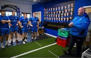 31 July 2023; Lead sub academy athletic peformance coach Dave Fagan speaks to the players during the Leinster rugby pre-academy training session at The Ken Wall Centre of Excellence in Energia Park, Dublin. Photo by Brendan Moran/Sportsfile