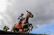 31 July 2023; Jay Jay Zee, with Sam Ewing up, jump the third in the Galwaybayhotel.com & Galmont.com Novice Hurdle during day one of the Galway Races Summer Festival at Ballybrit Racecourse in Galway. Photo by David Fitzgerald/Sportsfile