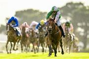 31 July 2023; Teed Up, with Ray Barron up, on their way to winning the Connacht Hotel handicap during day one of the Galway Races Summer Festival at Ballybrit Racecourse in Galway. Photo by David Fitzgerald/Sportsfile