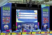 31 July 2023; Swimmers, from left, Roisin Ryan of Ireland, Silver medal; Carlotta Gilli of Italy, Gold medal and Olivia Chambers, USA, Bronze medal, during the medal ceremony after the WomenÕs 100m Butterfly S13 during day one of the World Para Swimming Championships 2023 at Manchester Aquatics Centre in Manchester. Photo by Paul Greenwood/Sportsfile