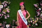 1 August 2023; Rose of Tralee Rachel Duffy from Westmeath during day two of the Galway Races Summer Festival 2023 at Galway Racecourse in Ballybrit, Galway. Photo by David Fitzgerald/Sportsfile