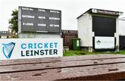 2 August 2023; Rain is seen on a picnic table before the Rario Inter-Provincial Trophy 2023 match between Munster Reds and Northern Knights at Pembroke Cricket Club in Dublin. Photo by Sam Barnes/Sportsfile