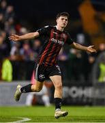 4 August 2023; James Clarke of Bohemians celebrates after scoring his side's fourth goal during the SSE Airtricity Men's Premier Division match between Bohemians and Drogheda United at Dalymount Park in Dublin. Photo by Seb Daly/Sportsfile