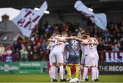4 August 2023; Drogheda United players before the SSE Airtricity Men's Premier Division match between Bohemians and Drogheda United at Dalymount Park in Dublin. Photo by Seb Daly/Sportsfile