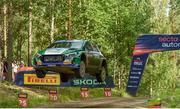 5 August 2023; Joshua Mc Erlean and James Fulton from Ireland in their Hyundai i20 N in action during Stage 12 Paijala of the FIA World Rally Championship Secto Rally in Jyväskylä, Finland. Photo by Philip Fitzpatrick/Sportsfile