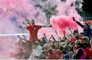 6 August 2023; Shelbourne supporters celebrate their side's first goal, scored by Harry Wood, during the SSE Airtricity Men's Premier Division match between Dundalk and Shelbourne at Oriel Park in Dundalk, Louth. Photo by Ramsey Cardy/Sportsfile