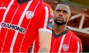10 August 2023; Sadou Diallo of Derry City before the UEFA Europa Conference League Third Qualifying Round First Leg match between Tobol and Derry City at Kostanay Central Stadium in Kostanay, Kazakhstan. Photo by Kaskyrbai Koishymanov/Sportsfile