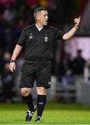 11 August 2023; Referee David Dunne during the SSE Airtricity Men's Premier Division match between Shelbourne and Shamrock Rovers at Tolka Park in Dublin. Photo by Seb Daly/Sportsfile