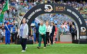 13 August 2023; 1976 Kerry All-Ireland winning captain Mary Geaney, centre, is honoured at half-time of the TG4 LGFA All-Ireland Senior Championship Final at Croke Park in Dublin. Photo by Seb Daly/Sportsfile