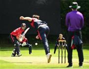 15 August 2023; Mark Adair of Northern Knights delivers to Murray Commins of Munster Reds during the Rario Inter-Provincial Cup match between Munster Reds and Northern Knights at The Mardyke in Cork. Photo by Eóin Noonan/Sportsfile