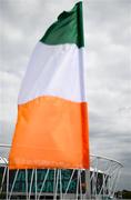 17 August 2023; The Irish tricolour pictured outside the stadium ahead of the World Athletics Championships at the National Athletics Centre in Budapest, Hungary. Photo by Sam Barnes/Sportsfile