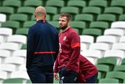 18 August 2023; Elliot Daly speaks to England head coach Steve Borthwick during the England rugby captain's run at the Aviva Stadium in Dublin. Photo by Harry Murphy/Sportsfile