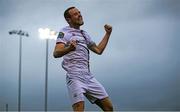 18 August 2023; Kyle Robinson of Drogheda United celebrates after scoring his side's first goal during the Sports Direct Men’s FAI Cup Second Round match between Kerry FC and Drogheda United at Mounthawk Park in Tralee, Kerry. Photo by Michael P Ryan/Sportsfile