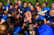 19 August 2023; Leinster players celebrate after the Vodafone Women’s Interprovincial Championship match between Leinster and Ulster at Energia Park in Dublin. Photo by Ben McShane/Sportsfile
