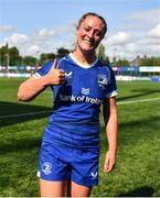 19 August 2023; Elise O'Byrne-White of Leinster poses for a photo after accomplishing her 25th cap for Leinster after the Vodafone Women’s Interprovincial Championship match between Leinster and Ulster at Energia Park in Dublin. Photo by Ben McShane/Sportsfile