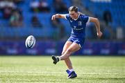 19 August 2023; Heidi Lyons of Leinster kicks to miss a conversion during the Girl’s Interprovincial Championship match between Leinster and Ulster at Energia Park in Dublin. Photo by Ben McShane/Sportsfile