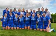 19 August 2023; Wilton United players and management team celebrate after the FAI Women’s Amateur Shield Final 2023 match between St Patrick’s CYFC and Wilton United at Newhill Park in Two Mile Borris, Tipperary. Photo by Tom Beary/Sportsfile