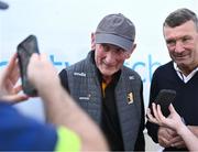21 August 2023; Former Kilkenny hurler and manager Brian Cody, left, with former Cork dual star and former hurling manager Jimmy Barry Murphy at the Hurling for Cancer Research 2023 charity match at Netwatch Cullen Park in Carlow. Photo by Piaras Ó Mídheach/Sportsfile