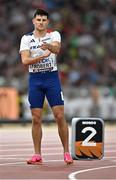 22 August 2023; Benjamin Robert of France before competing in the men's 800m heats during day four of the World Athletics Championships at the National Athletics Centre in Budapest, Hungary. Photo by Sam Barnes/Sportsfile