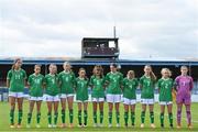 22 August 2023; Republic of Ireland players before a women's U16 international friendly match between Republic of Ireland and Faroe Islands at Head in the Game Park in Drogheda, Louth. Photo by Ben McShane/Sportsfile