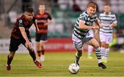 25 August 2023; Rory Gaffney of Shamrock Rovers in action against Archie Davies of Dundalk during the SSE Airtricity Men's Premier Division match between Shamrock Rovers and Dundalk at Tallaght Stadium in Dublin. Photo by Seb Daly/Sportsfile