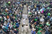 26 August 2023; Acolytes make their way to the stage for mass in Dublin Castle in Dublin, ahead of the Aer Lingus College Football Classic match between Notre Dame and Navy in Dublin. Over 6,500 members of the Notre Dame community attended the event. Photo by Ramsey Cardy/Sportsfile