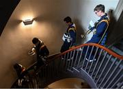 26 August 2023; Trumpeters from The Notre Dame Marching Band after mass in Dublin Castle ahead of the Aer Lingus College Football Classic match between Notre Dame and Navy in Dublin. Over 6,500 members of the Notre Dame community attended the event. Photo by Ramsey Cardy/Sportsfile