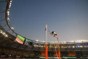 26 August 2023; (EDITOR'S NOTE; This image was created using a special effects camera filter) Thibaut Collet of France competes in the men's pole vault final during day eight of the World Athletics Championships at the National Athletics Centre in Budapest, Hungary. Photo by Sam Barnes/Sportsfile