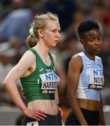 26 August 2023; Roisin Harrison of Ireland, left, before competing in the mixed 4x400m relay competing during day eight of the World Athletics Championships at the National Athletics Centre in Budapest, Hungary. Photo by Sam Barnes/Sportsfile Photo by Sam Barnes/Sportsfile