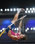 26 August 2023; Christopher Nilsen of USA competes in the men's pole vault final during day eight of the World Athletics Championships at the National Athletics Centre in Budapest, Hungary. Photo by Sam Barnes/Sportsfile
