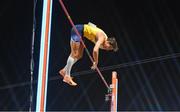 26 August 2023; (EDITOR'S NOTE; This image was created using a special effects camera filter) Armand Duplantis of Sweden competes in the men's pole vault final during day eight of the World Athletics Championships at the National Athletics Centre in Budapest, Hungary. Photo by Sam Barnes/Sportsfile