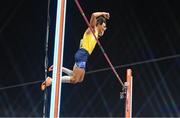 26 August 2023; (EDITOR'S NOTE; This image was created using a special effects camera filter) Armand Duplantis of Sweden celebrates after making a clearance in the men's pole vault final during day eight of the World Athletics Championships at the National Athletics Centre in Budapest, Hungary. Photo by Sam Barnes/Sportsfile