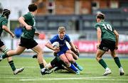 27 August 2023; Daragh Farrell of Leinster is tackled by Diarmaid O'Connell of Connacht during the U18 Clubs Interprovincial Championship match between Leinster and Connacht at Energia Park in Dublin. Photo by Piaras Ó Mídheach/Sportsfile
