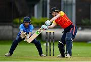 29 August 2023; Christina Coulter Reilly of Scorchers during the Evoke Super 50 Cup match between Scorchers and Typhoons at Railway Union Cricket Club in Dublin. Photo by Tyler Miller/Sportsfile