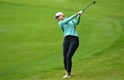 1 September 2023; Kate Lanigan of Ireland watches her second shot on the 11th hole during day two of the KPMG Women's Irish Open Golf Championship at Dromoland Castle in Clare. Photo by Eóin Noonan/Sportsfile