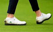 1 September 2023; A detailed view of a Shamrock on the shoes worn by Kate Lanigan of Ireland during day two of the KPMG Women's Irish Open Golf Championship at Dromoland Castle in Clare. Photo by Eóin Noonan/Sportsfile
