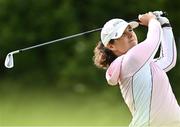 1 September 2023; Aideen Walsh of Ireland watches her tee shot on the 17th hole during day two of the KPMG Women's Irish Open Golf Championship at Dromoland Castle in Clare. Photo by Eóin Noonan/Sportsfile