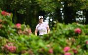 1 September 2023; Leona Maguire of Ireland watches her tee shot on the eighth hole during day two of the KPMG Women's Irish Open Golf Championship at Dromoland Castle in Clare. Photo by Eóin Noonan/Sportsfile