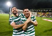 1 September 2023; Richie Towell, left, and Gary O'Neill of Shamrock Rovers celebrate after the SSE Airtricity Men's Premier Division match between Shamrock Rovers and Bohemians at Tallaght Stadium in Dublin. Photo by Stephen McCarthy/Sportsfile