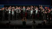 2 September 2023; The Ireland squad perform the 'Icelandic clap' for the audience during the Ireland Rugby World Cup 2023 welcome ceremony at Le Grand Théâtre de Tours in France. Photo by Brendan Moran/Sportsfile