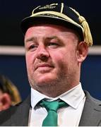 2 September 2023; Dave Kilcoyne with his Rugby World Cup 2023 cap during the Ireland Rugby World Cup 2023 welcome ceremony at Le Grand Théâtre de Tours in France. Photo by Brendan Moran/Sportsfile