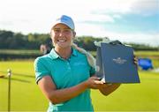 3 September 2023; Leading amateur Sara Byrne of Ireland with her award after day four of the KPMG Women's Irish Open Golf Championship at Dromoland Castle in Clare. Photo by Eóin Noonan/Sportsfile