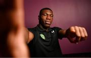 4 September 2023; Sinclair Armstrong poses for a portrait during a Republic of Ireland U21 media event at Carlton Hotel Blanchardstown in Dublin. Photo by Ramsey Cardy/Sportsfile