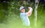 5 September 2023; Conor Purcell of Ireland watches his tee shot on the second hole during a practice round in advance of the Horizon Irish Open Golf Championship at The K Club in Straffan, Kildare. Photo by Eóin Noonan/Sportsfile