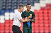 6 September 2023; Adam Idah, right, and manager Stephen Kenny during a Republic of Ireland training session at Parc des Princes in Paris, France. Photo by Stephen McCarthy/Sportsfile