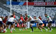8 September 2023; James Ryan takes a pass during the Ireland rugby squad captain's run at the Stade de Bordeaux in Bordeaux, France. Photo by Brendan Moran/Sportsfile