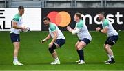 8 September 2023; Ieland players, from left, Jonathan Sexton, Caelan Doris, Tadhg Furlong and Peter O’Mahony during their captain's run at the Stade de Bordeaux in Bordeaux, France. Photo by Brendan Moran/Sportsfile