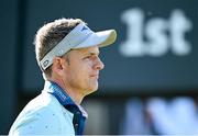 9 September 2023; Luke Donald of England watches his tee shot on the first hole during day three of the Horizon Irish Open Golf Championship at The K Club in Straffan, Kildare. Photo by Ramsey Cardy/Sportsfile